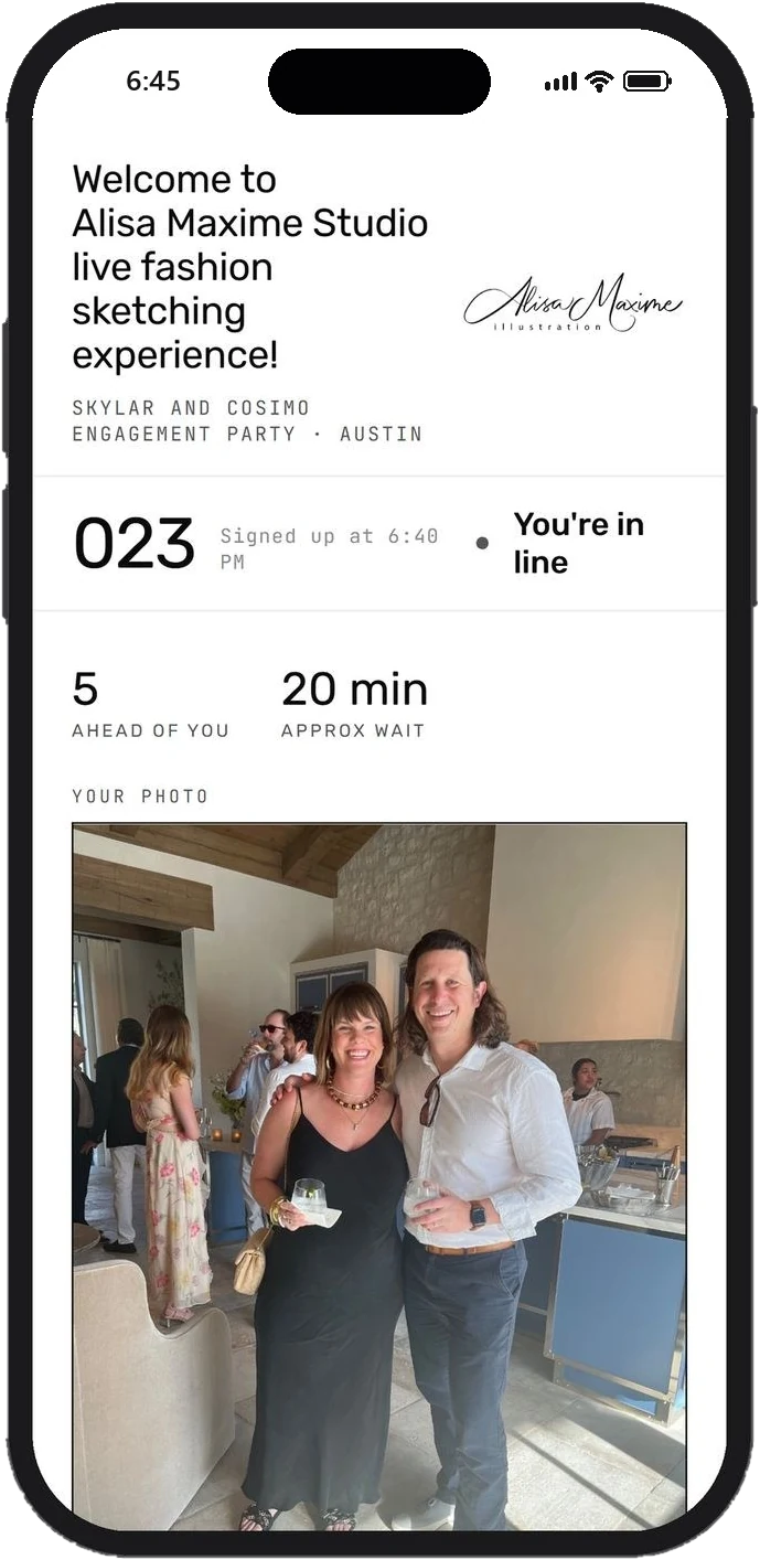 Their page showing their place in line