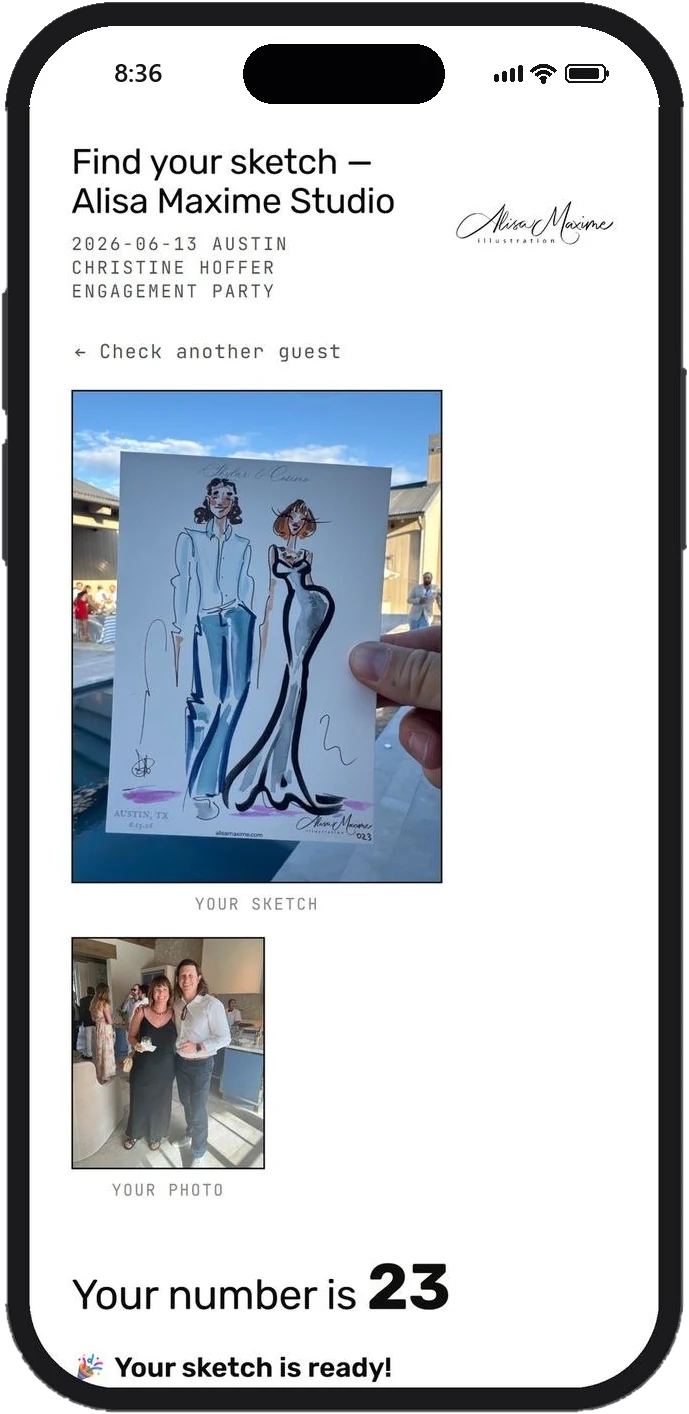 Finding a guest’s sketch by name